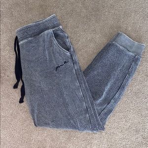 Pink Grey Fuzzy Sweatpants